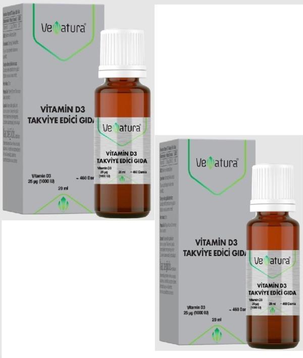 VeNatura Yetişkinler Ve 11 Yaş Üstü Çocuklar Için D3 Vitamini 20 Ml Damla X2 Adet - Image 1