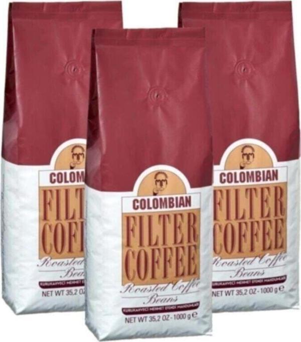 Kurukahveci Mehmet Efendi Colombian Çekirdek Kahve 1 Kg X 3 Adet - Image 1