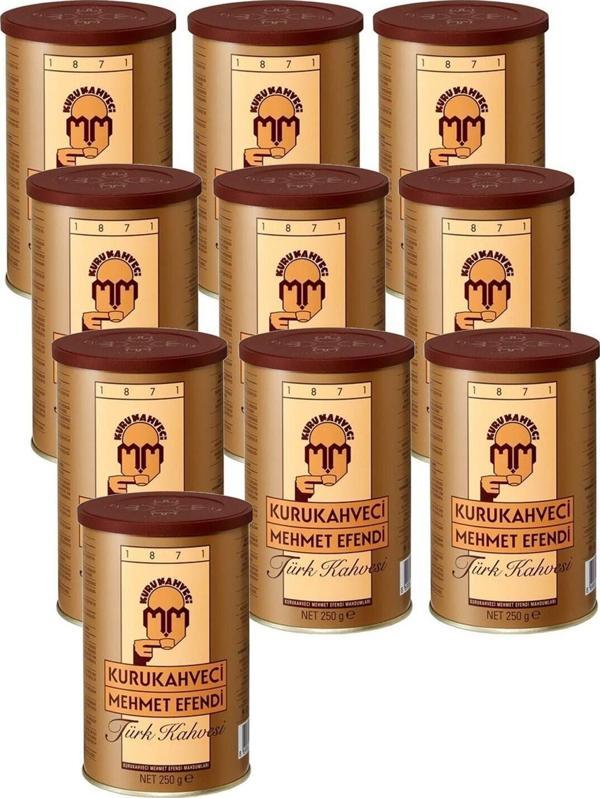 Kurukahveci Mehmet Efendi Türk Kahvesi 250 G Teneke Ambalaj X 10 Adet 8690627023401 - Image 1