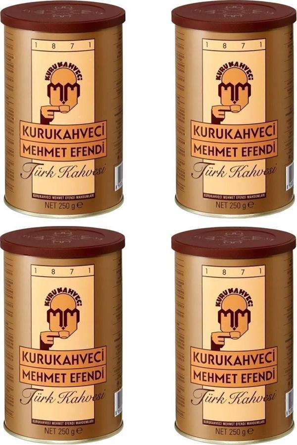 Kurukahveci Mehmet Efendi Türk Kahvesi 250 G Teneke Ambalaj X 4 Adet - Image 1