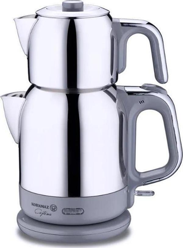 Korkmaz Çaytema Dayanıklı  Elektrikli Çaydanlık 1.7 lt Inox Gri Renk A331-10 - Image 1