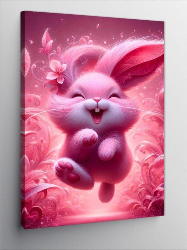 Tablomega Kanvas Tablo Pembe Tavşan - Image 1