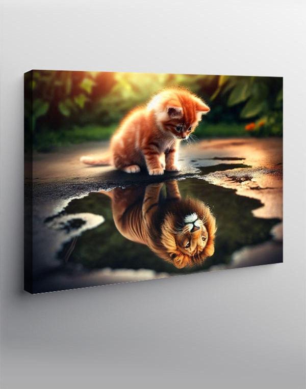 Tablomega Kanvas Tablo Minik Kedi Ve Yansıması - Image 1