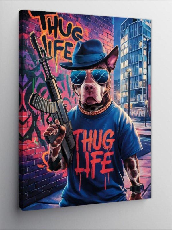 Tablomega Kanvas Tablo Thug Life Köpek - Image 1