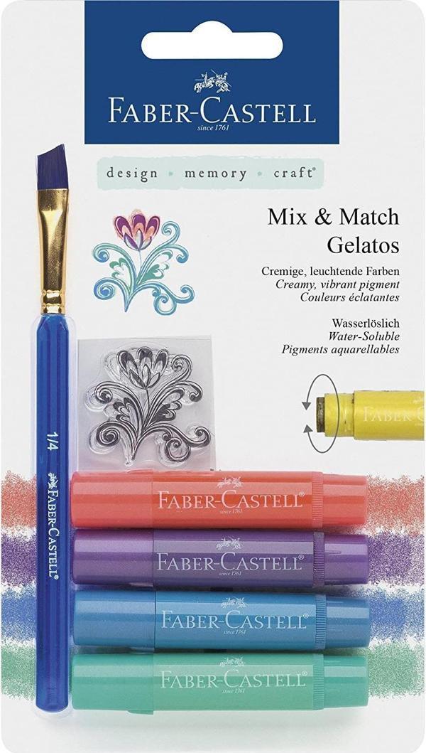 Faber Castell Gelato Suyla ve Susuz Kullanılabilen Stick Mum Boya Poster Boyama Kalemi ve Fırçası METAL RENKLER - Image 1