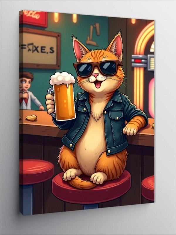 Tablomega Kanvas Tablo Pub'Da Kedi - Image 1