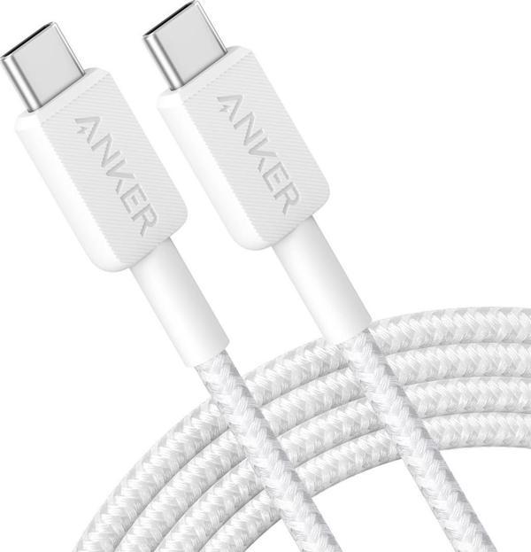 Anker PowerLine USB-C to USB-C Örgülü Kablo 3ft/0.9m 60W - USB-IF - Beyaz - A81F5 (Anker Türkiye Garantili) - Image 1