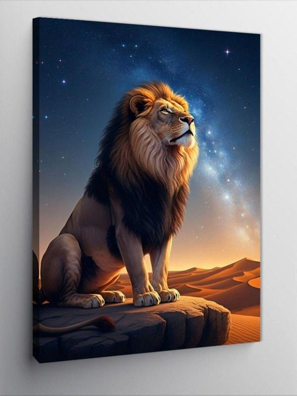 Tablomega Kanvas Tablo Akşam Manzarasında Aslan - Image 1