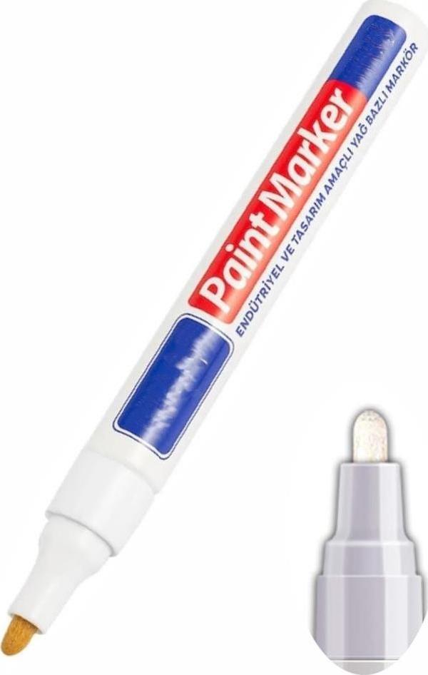 Beyaz Keçeli Markör Kalem 1 Adet Yağlı Bazlı Kalıcı Marker Kalem Hızlı Kuruma Cam Metal Lastik Seramik Ahşap Taş Plastik - Image 1