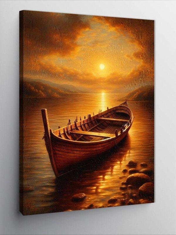 Tablomega Kanvas Tablo Gün Batımı Ve Sandal - Image 1