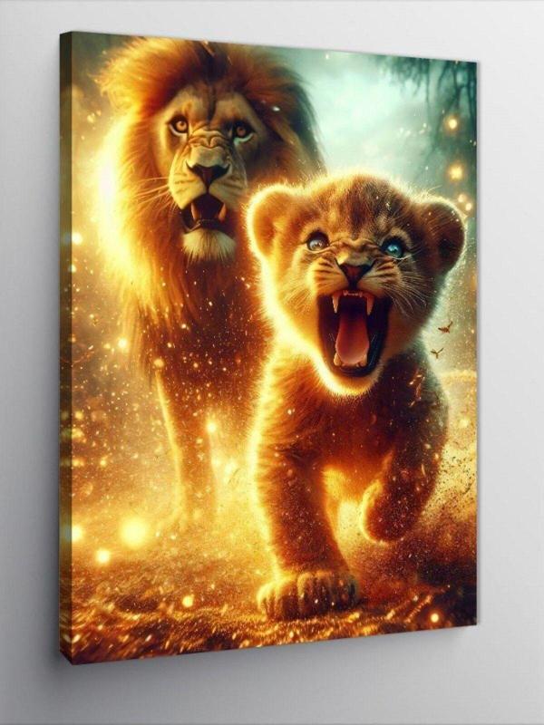 Tablomega Kanvas Tablo Aslan Ailesi - Image 1