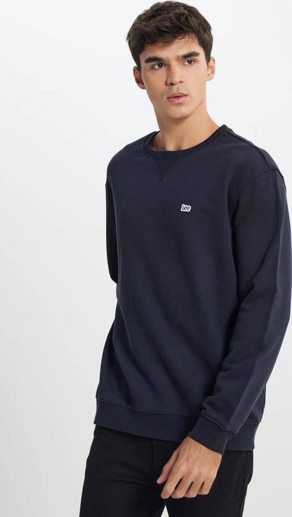 Lee Regular Fit %100 Pamuk Bisiklet Yaka Siyah Şardonlu Sweatshirt - Image 1
