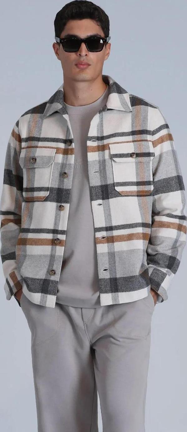 Lufian Fera Erkek Basic Gömlek Slim Fit Gri - Image 1