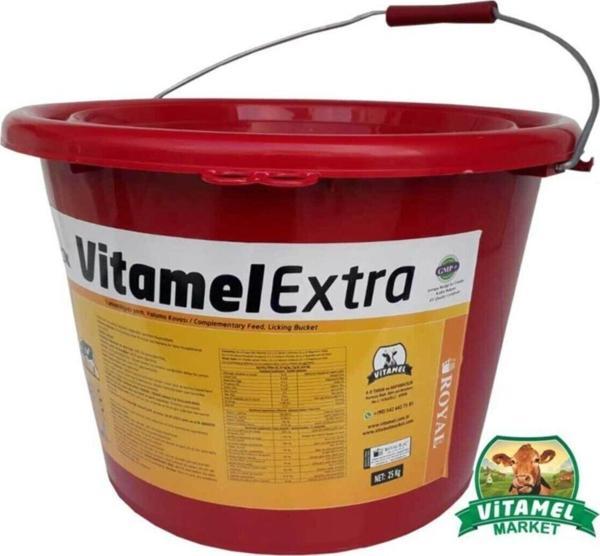 Vitamel Extra 25 Kg Melas Bazlı Bypasyağlı Tamamlayıcı Yem Yalama Kovası - Image 1