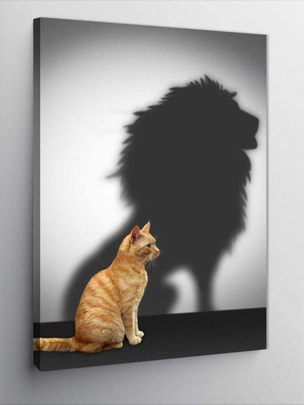 Tablomega Kanvas Tablo Gölgesi Aslan Olan Kedi - Image 1