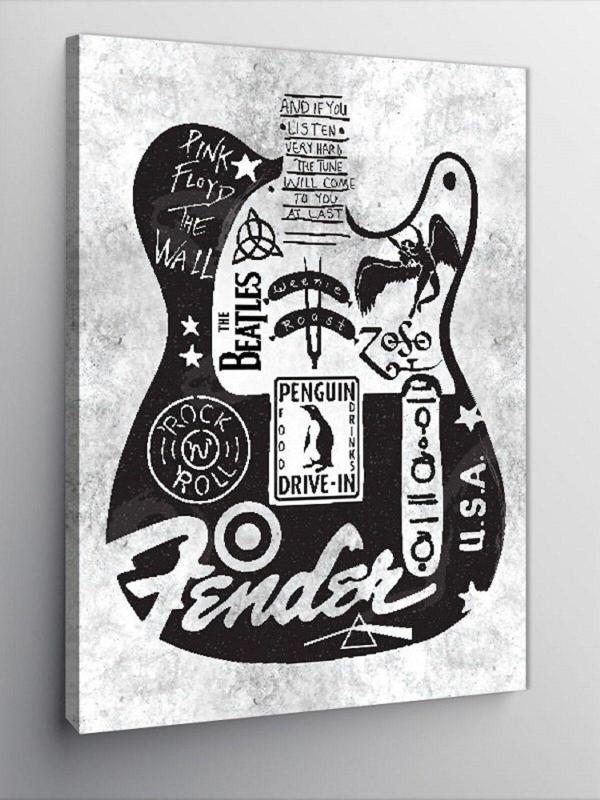 Tablomega Kanvas Tablo Desenli Elektro Gitar - Image 1