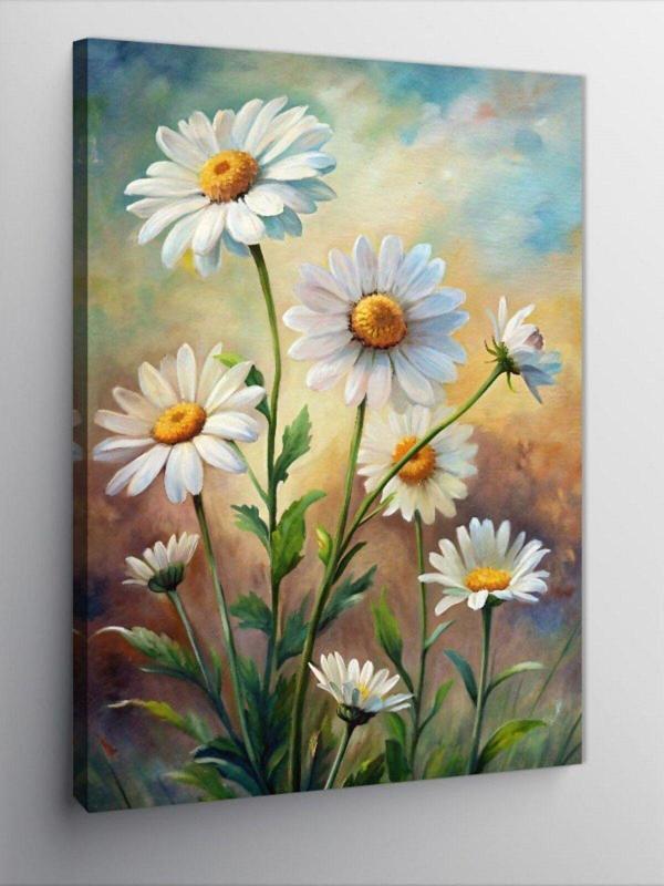Tablomega Kanvas Tablo Beyaz Papatyalar - Image 1