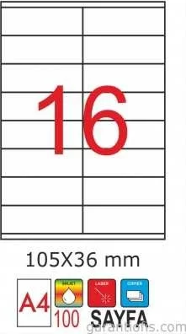 GoldMoon 2007 Laser A4 Sayfa Etiketi 105x36mm (100 lü Paket) - Image 1