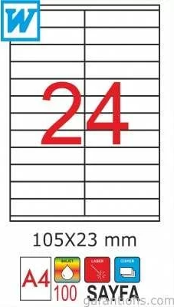 GoldMoon 2076 Laser A4 Sayfa Etiketi 105x23mm (100 lü Paket) - Image 1