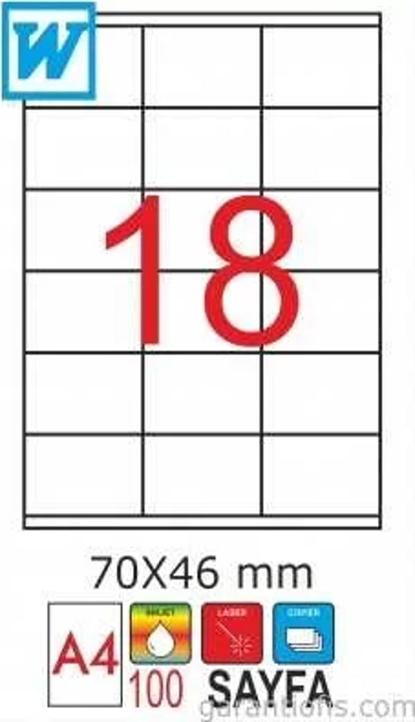 GoldMoon 2080 Laser A4 Sayfa Etiketi 70x46mm (100 lü Paket) - Image 1