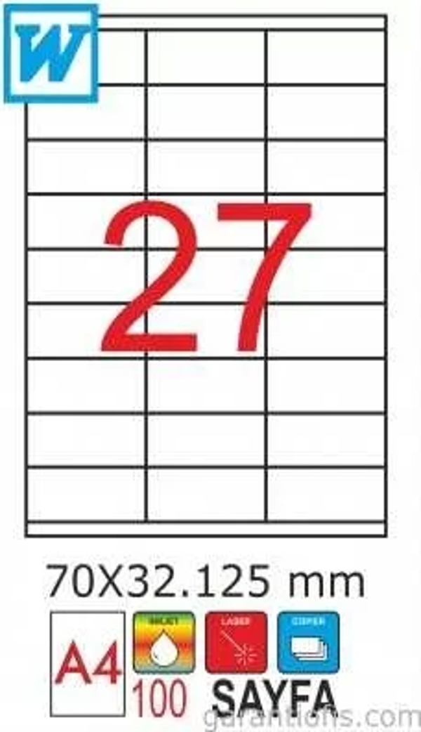 GoldMoon 2053 Laser A4 Sayfa Etiketi 70x32,125mm (100 lü Paket) - Image 1