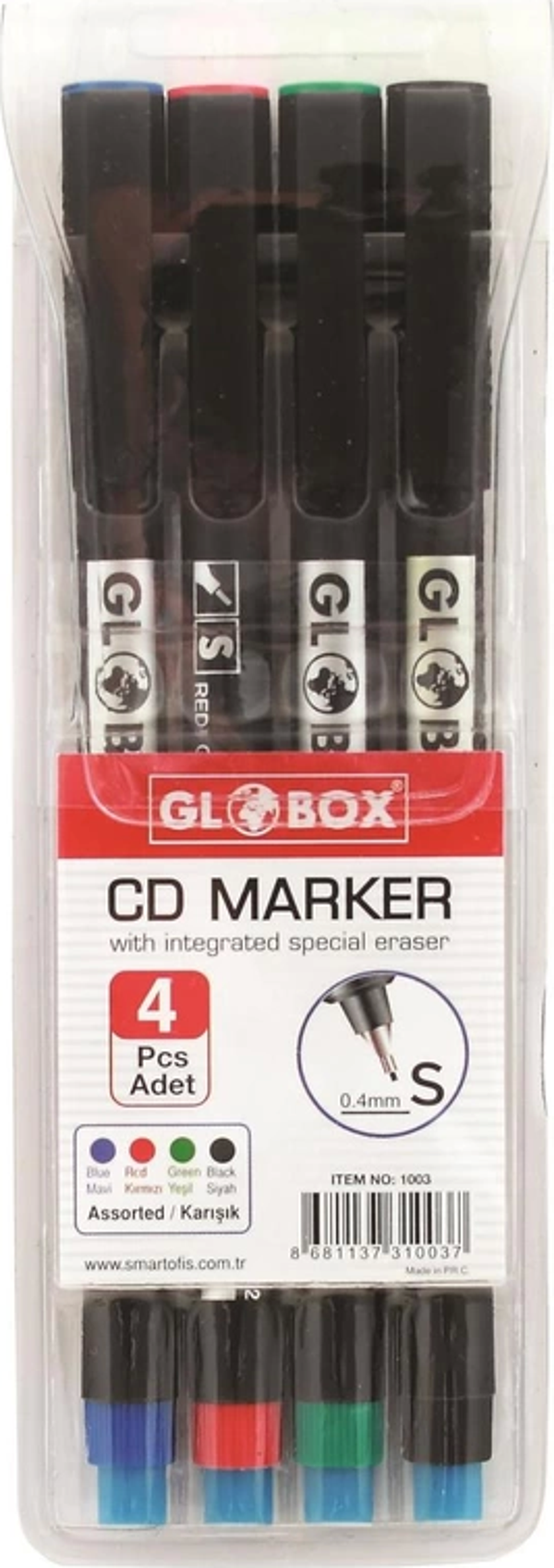 GLOBOX 1003 ASETAT-CD KALEMİ S 4 RENK - Image 1