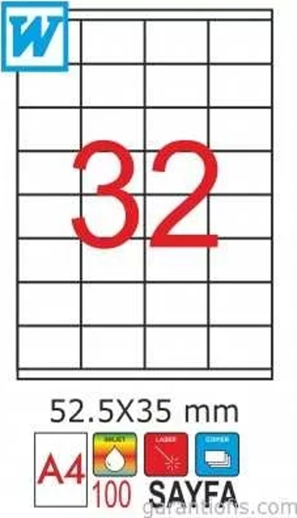 GoldMoon 2026 Laser A4 Sayfa Etiketi 52,5X35mm (100 lü Paket) - Image 1