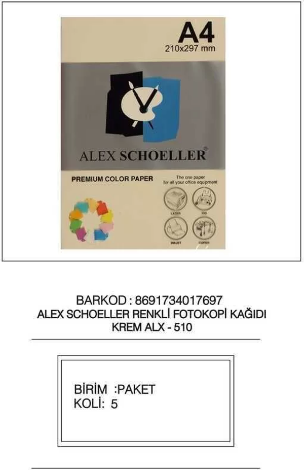 Alex Schoeller Fotokopi Kağıdı Renkli A4 500'lü 510 Krem - Image 1