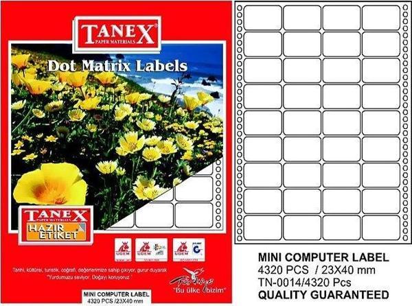 TANEX BİLGİSAYAR SÜREKLİ FORM ETİKETİ 23x40mm 4320 ADET - Image 1