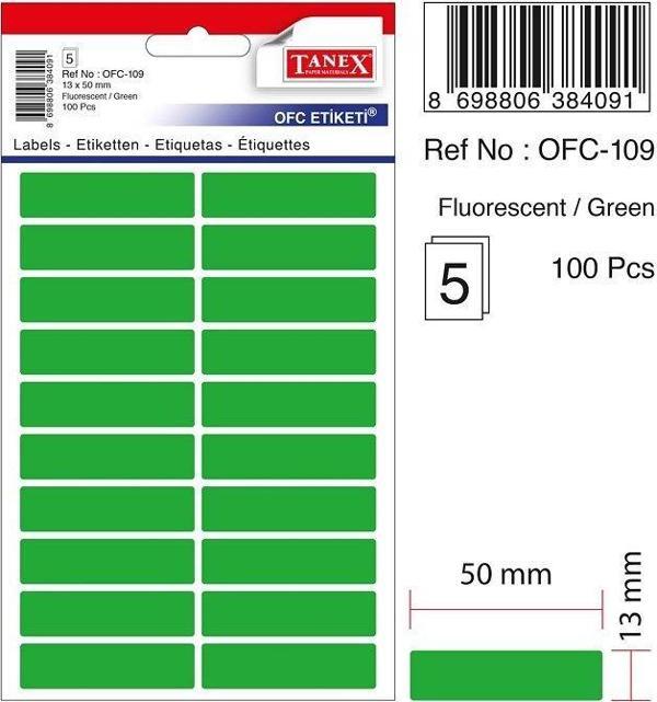 TANEX OFC-109 FLORESAN ETİKET YEŞİL POŞET - Image 1