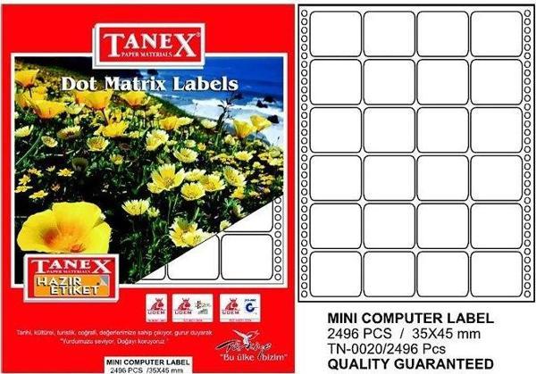 TANEX BİLGİSAYAR SÜREKLİ FORM ETİKETİ 35x97mm 1250 ADET - Image 1