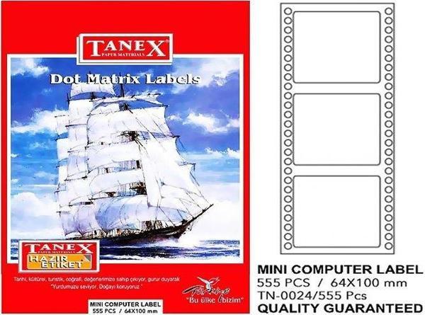TANEX BİLGİSAYAR SÜREKLİ FORM ETİKETİ 64x100mm 555 ADET - Image 1