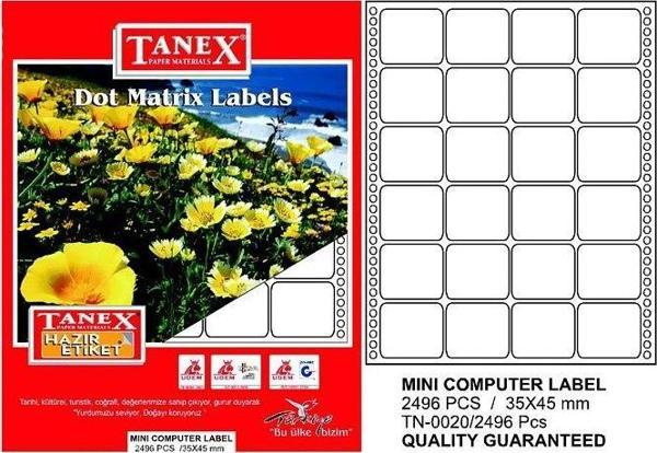 TANEX BİLGİSAYAR SÜREKLİ FORM ETİKETİ 35x45mm 2496 ADET - Image 1