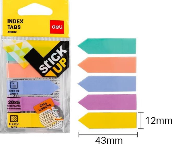 DELİ A11902 İNDEKS İŞARET BANDI OK 43x12 5 RENK PASTEL - Image 1