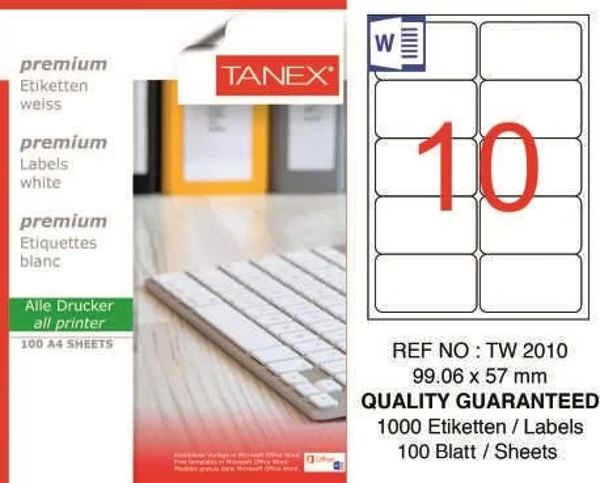 Tanex TW-2010 Laser Etiketi (99,06 x 57 mm) - Image 1