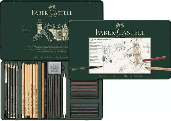 Faber Castell Pitt Mono Chrome Seti Metal Kutu 33 Parça - Image 1