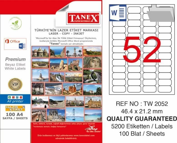 Tanex TW-2052 Laser Etiketi (46,4 x 21,2 mm) - Image 1