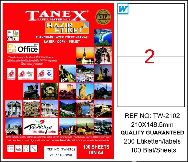 Tanex Bilgisayar Etiketi 210x148,5 mm - Image 1