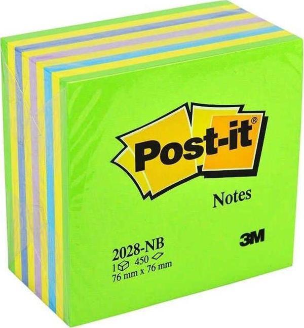 Post-it Yapışkanlı Küp Not Kağıdı 76x76mm 450 Yaprak Gökkuşağı Yeşil - Image 1