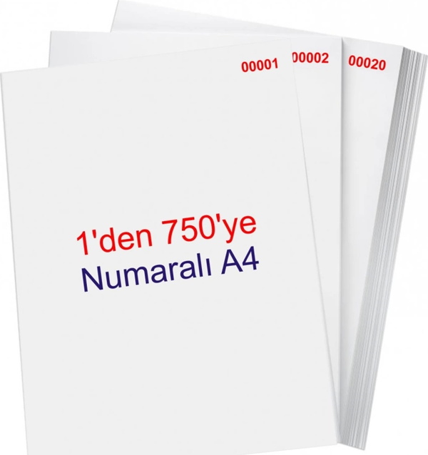 NUMARALI FOTOKOPİ KAĞIDI A4 (1-750) 80gr - Image 1