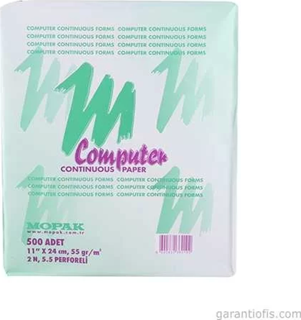 Mopak 2 Nüsha 5,5 Perforfajlı 11x24 Sürekli Form Bilgisayar Kağıdı (500 lü) - Image 1
