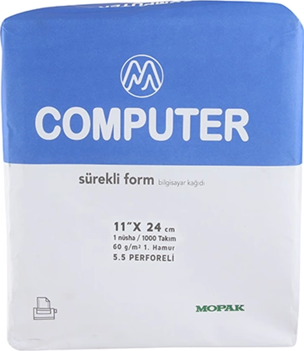 Mopak 1 Nüsha 5,5 Perforfajlı 11x24 Sürekli Form Bilgisayar Kağıdı (1000 li) - Image 1