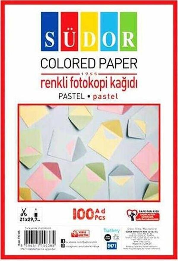 Südor Fotokopi Kağıdı Pastel Renkler 100'lü - Image 1