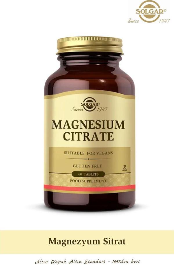 Solgar Magnesium Citrate 200 Mg 60 Tablet (Magnezyum Magnesyum Sitrat - Image 1