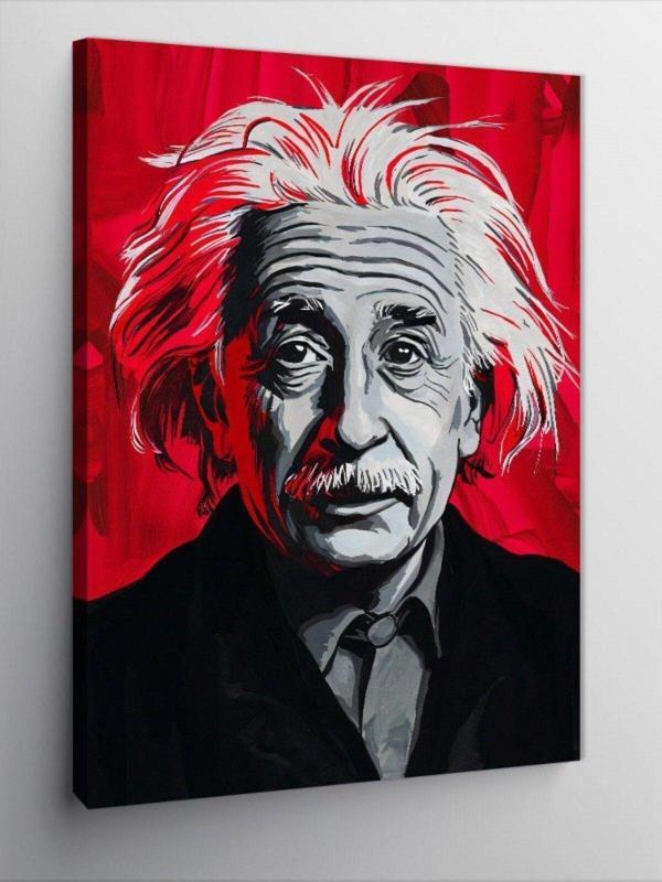 Tablomega Kanvas Tablo Albert Einstein Kırmızı Fon - Image 1