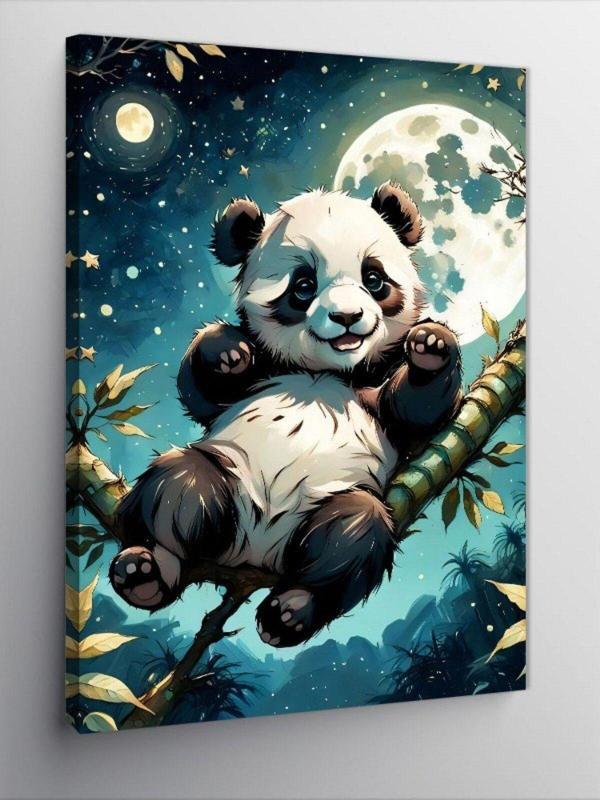 Tablomega Kanvas Tablo Bambu Ağacındaki Sevimli Panda - Image 1