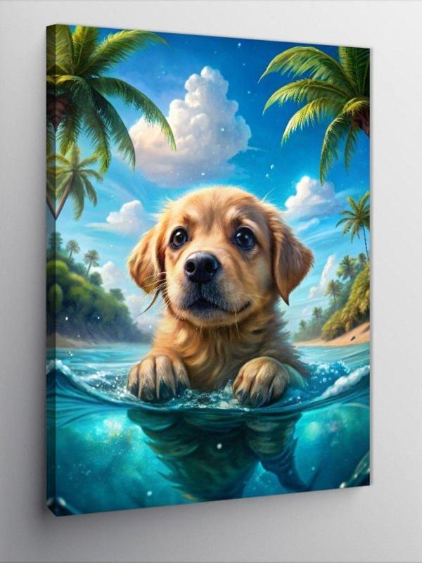 Tablomega Kanvas Tablo Yüzen Köpek - Image 1