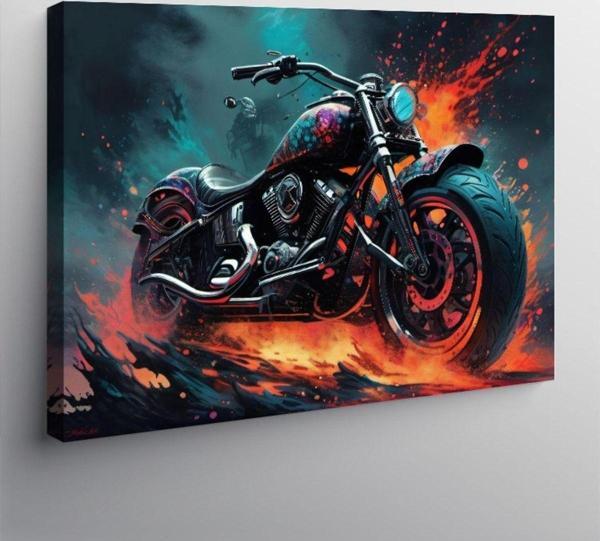 Tablomega Kanvas Tablo Chopper Motorsiklet - Image 1