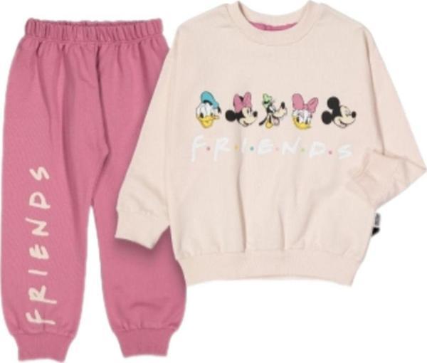 Extra Çarşı Bisiklet Yaka Uzun Kollu Minnie Mouse Baskılı Kız Çocuk Sweatshirt Ve Eşofman Alt 2'Li Takım - Image 1