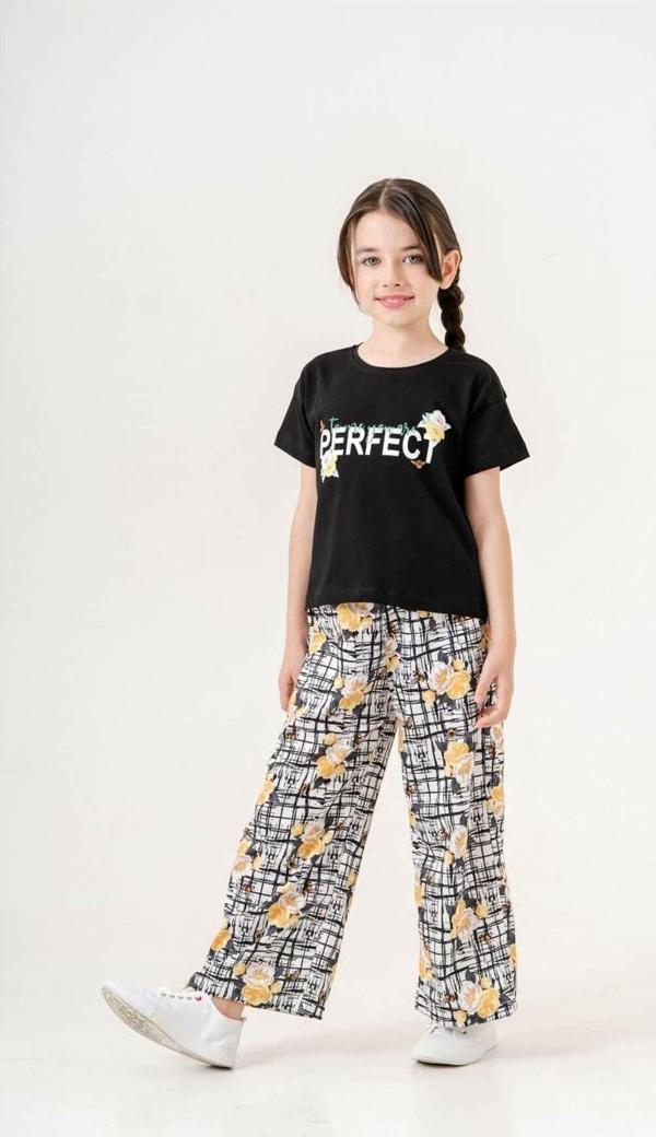 Extra Çarşı Kız Çocuk Baskılı Bisiklet Yaka 5/12 Yaş Garson   Takımı - Image 1